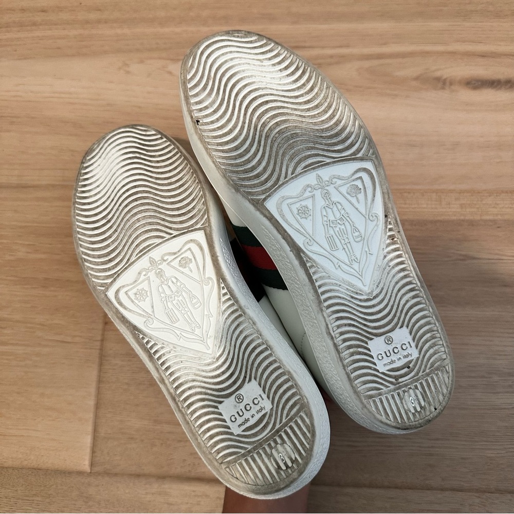 Gucci White Sneakers with Green and Red Stripe - Picture 10 of 14